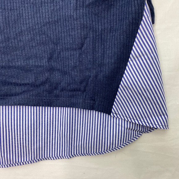 Ribbed Knit Tank with Shirttail Hem Navy Blue 1X - Picture 3 of 7